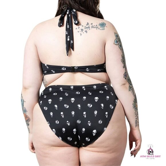 NWT Killstar Rebel Fate Skull Print Monokini Swimsuit Plus Size 2X - Picture 4 of 10